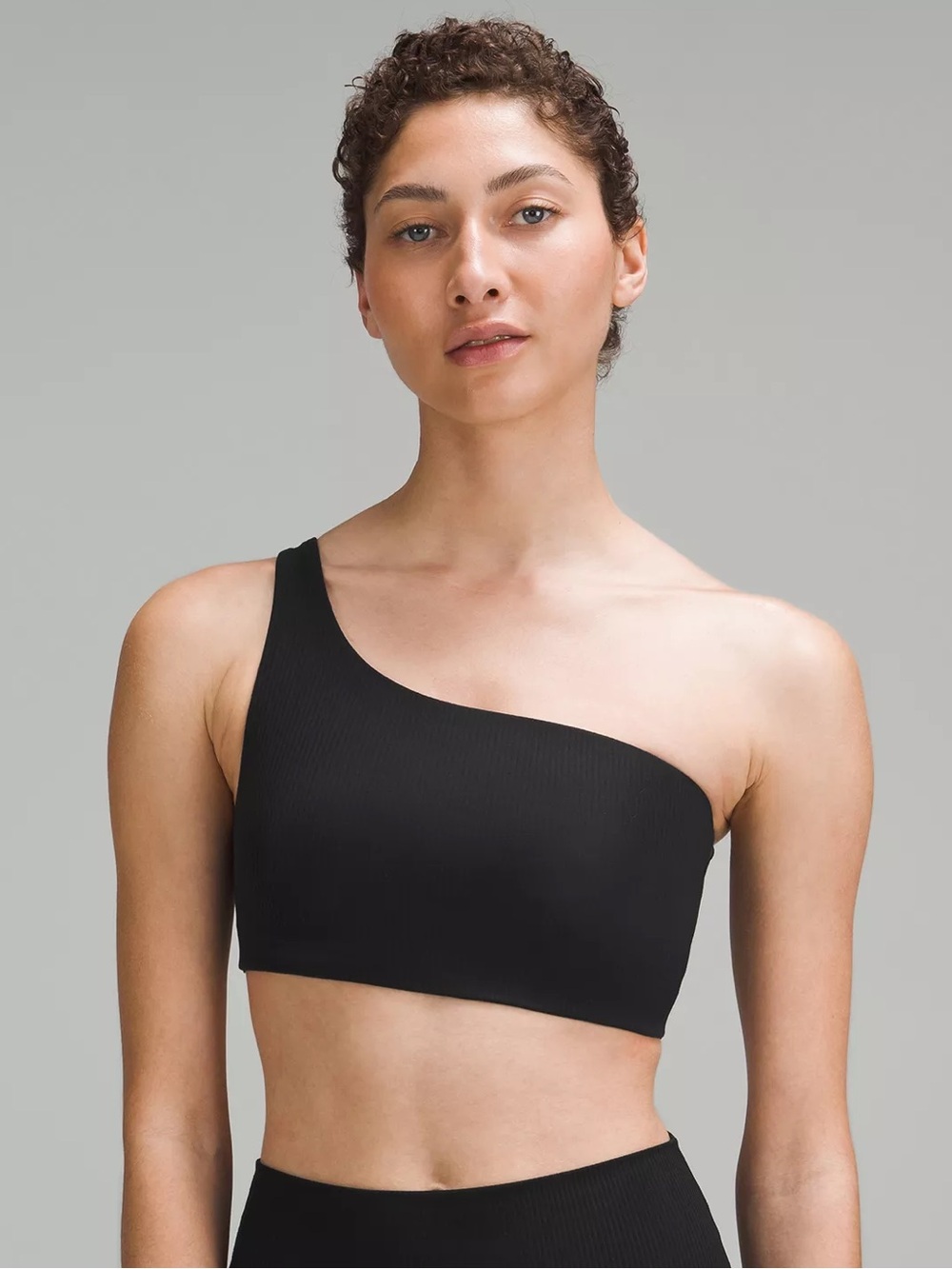 Lululemon One Shoulder Black Ribbed Sports Bra Size 2